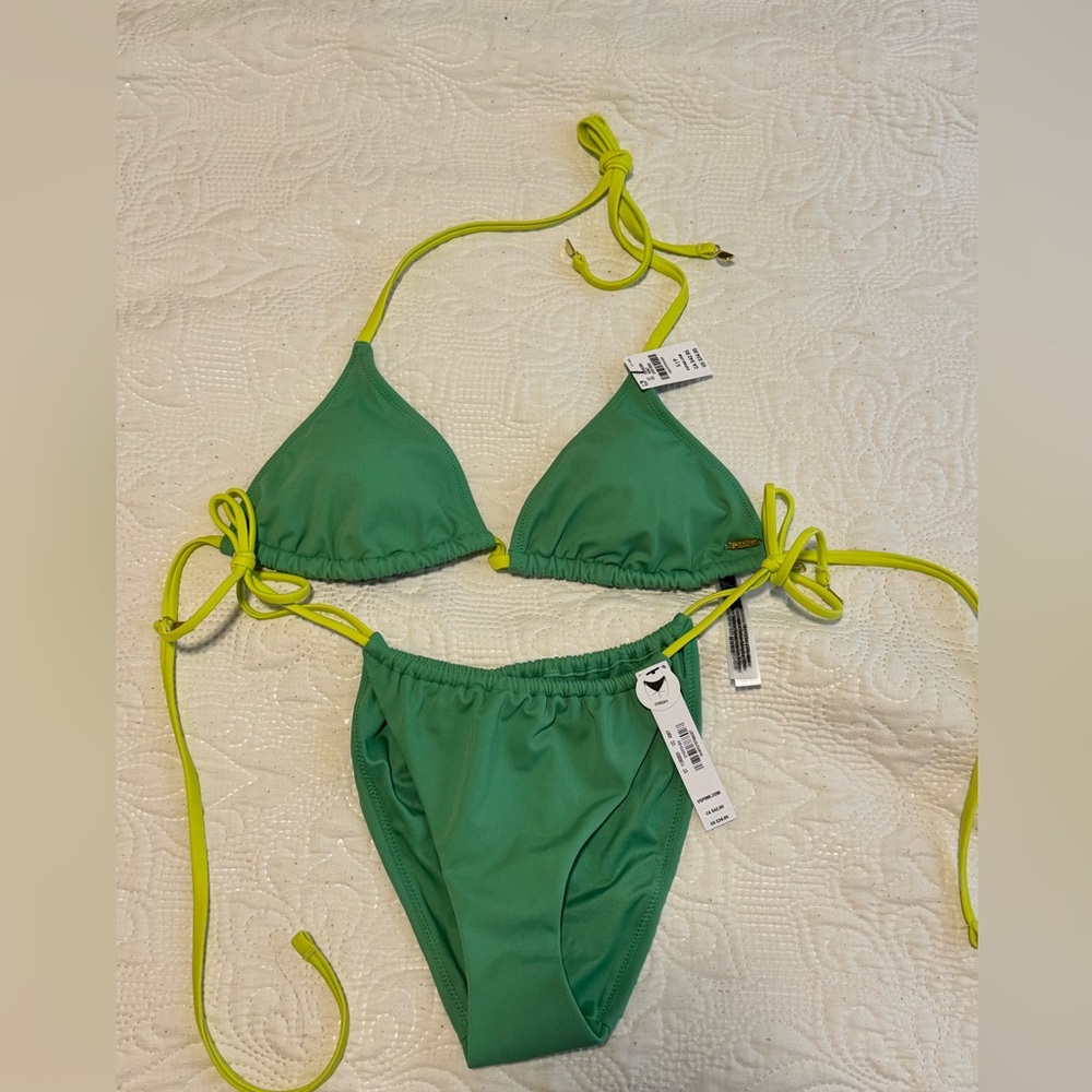 Victoria’s Secret PINK Triangle Bikini Set | Green & Yellow | NWT | Size S 🍋‍🟩🍋